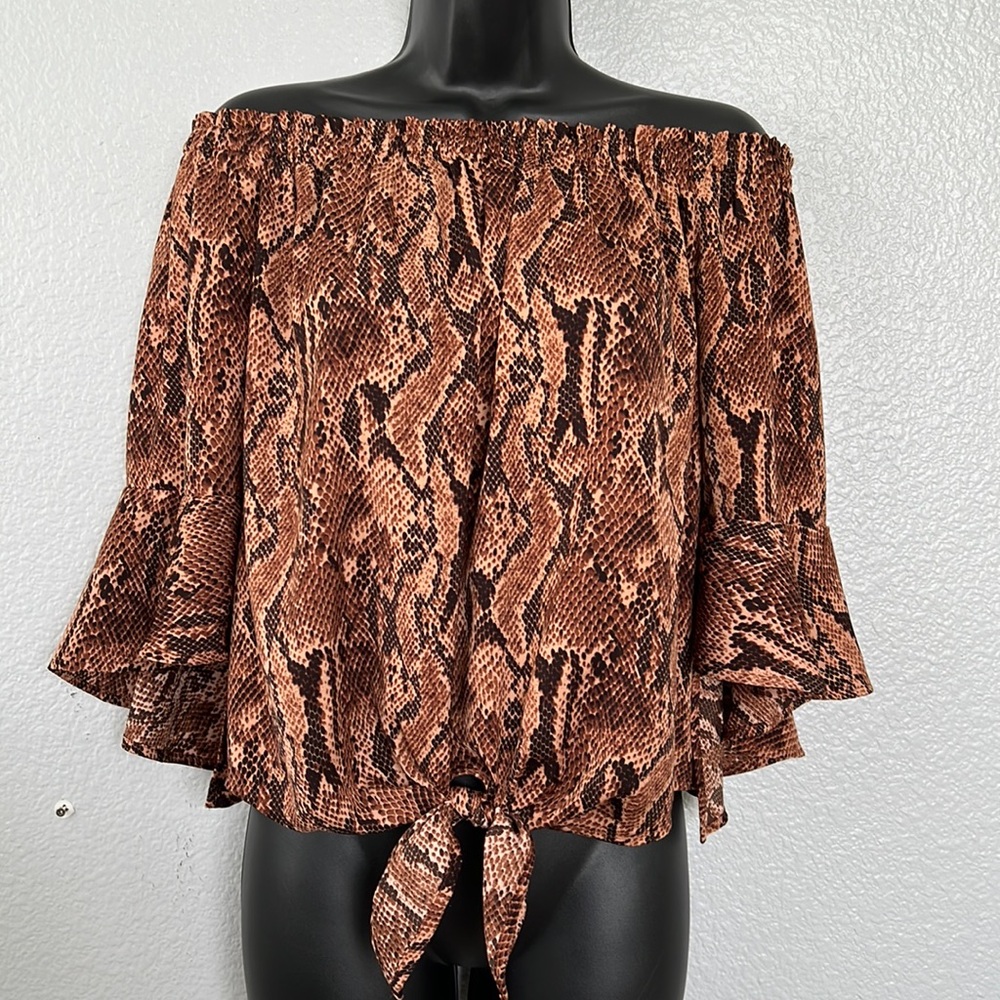 Express leopard off the shoulders top NWOT